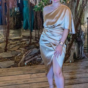 Gold wedding dress satin